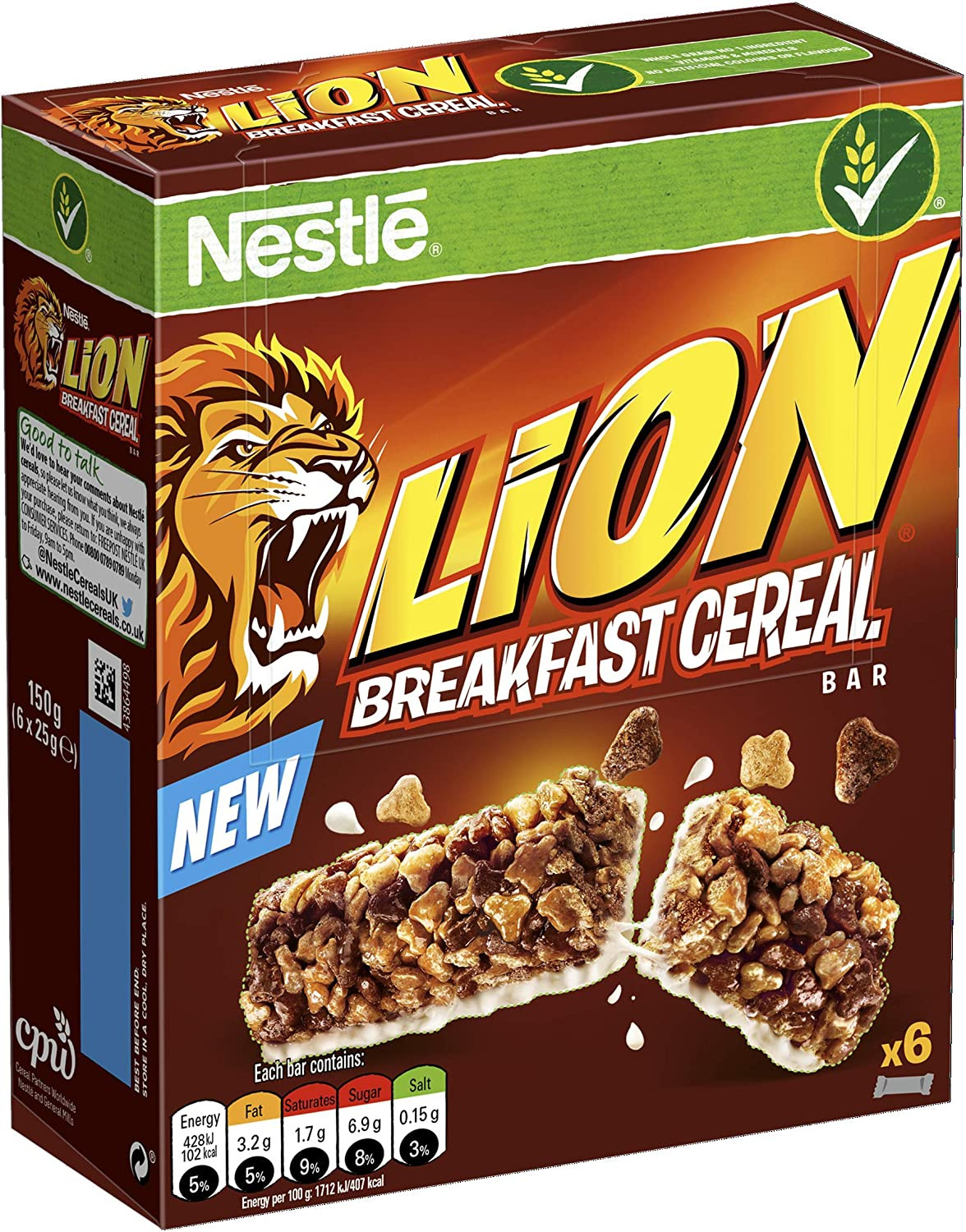 Nestlé Lion Breakfast Cereal Bars 6 x 25g (150g)