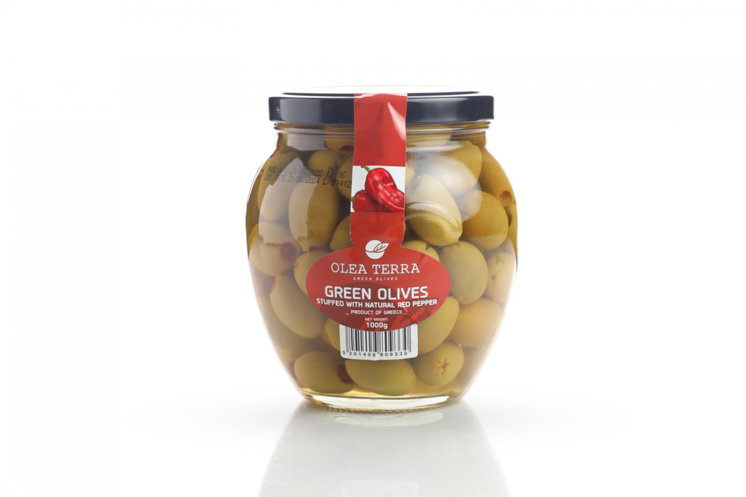 OLEA TERRA Green Olives stuffed with natural Red Pepper