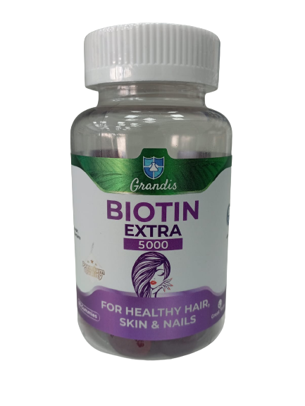 Grandis Biotin Extra 5000 for Healthy Skin , Hair and Nails by Dar Al Kalimah Pharmacy