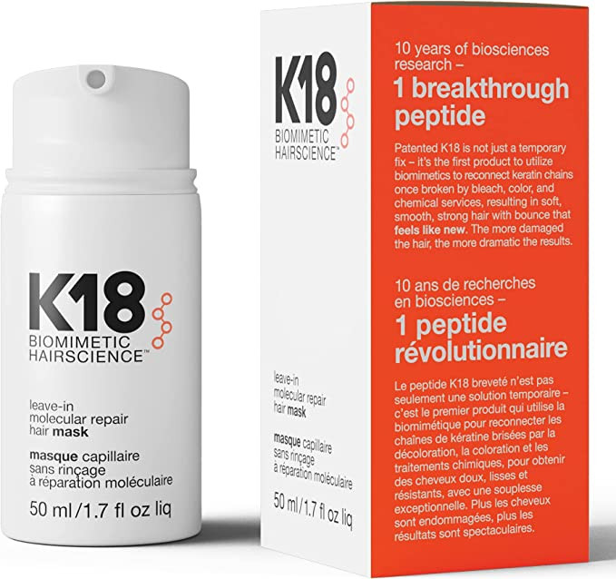 K18 Leave-In Molecular Repair Hair Mask, 4-Minute Speed Treatment (50ml)