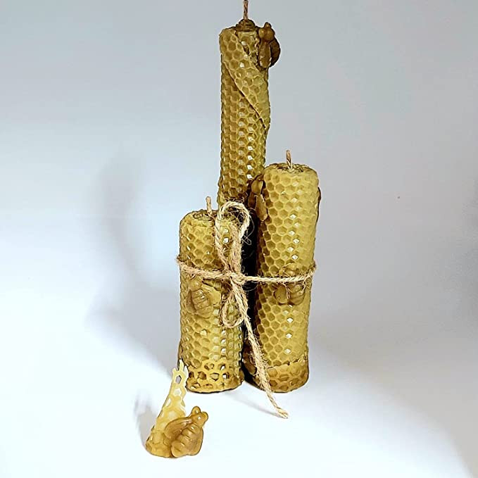 Viktoriya Natural Viral Beeswax Candles, Dripless and Smokless 10 inch Twisted Pure Beeswax Candles Set of 2 Tall Burning Candles for Home Decor & Gift Any Occasions