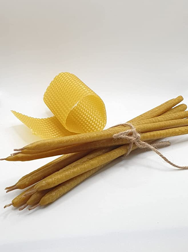 Viktoriya Pure Beeswax Candles - No-Drip, Smoke-Less, Tall, Thin Taper Candles – Decorative Candles for Church Prayer, Decor or Birthday Candles – Honey Scented Candles